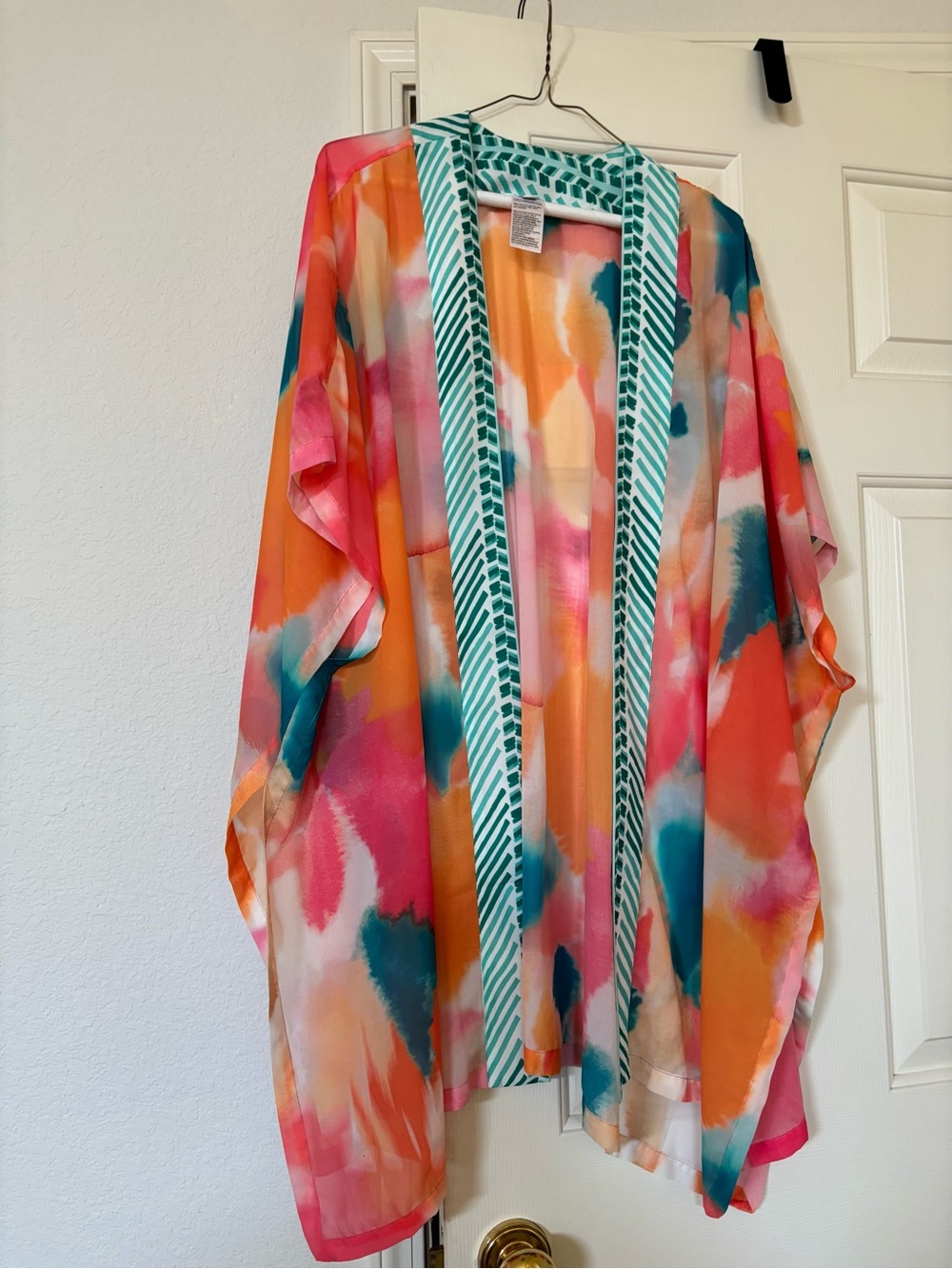 Chico's Multicolor Watercolor Kimono Cover-Up